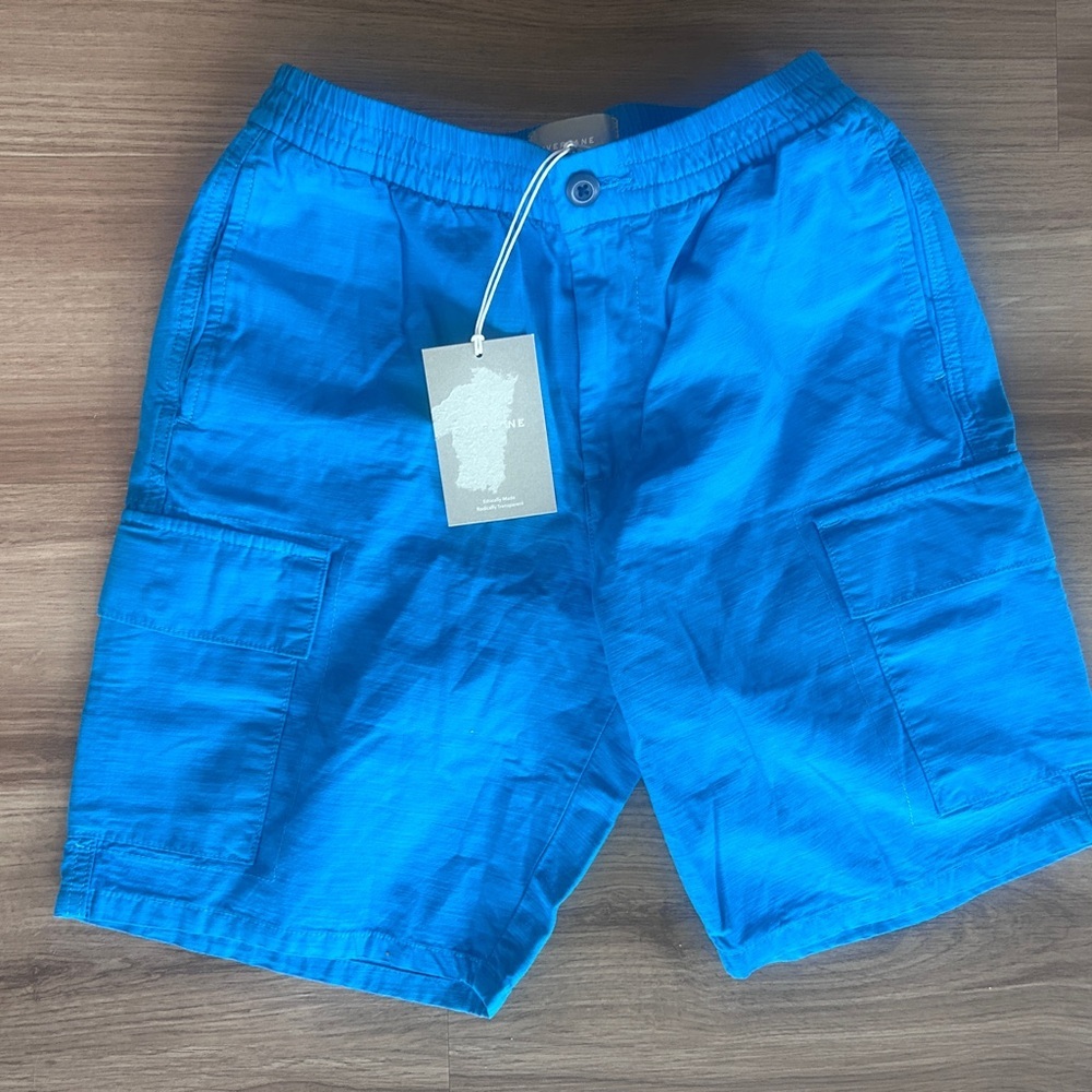NEW NWT Everlane Men's S Blue Organic Cotton Linen Cargo Pockets Bermuda Shorts - Picture 4 of 8